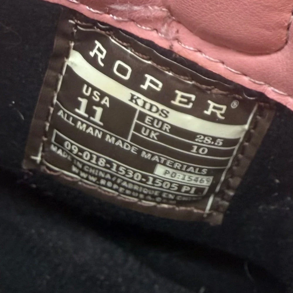 Roper Kids Pink Croc Embossed Star Western Cowboy Boots Size 11 09-018-1530-1505